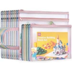 15 Pack Colored Mesh Zipper Pouch Bags, Double-layer Puzzle Building Block Sets Toy Storage Pencil Pouch Storage Bags For Travel Board Game toys Cosmetics school Office Home Organization(10 A4+5A5)
