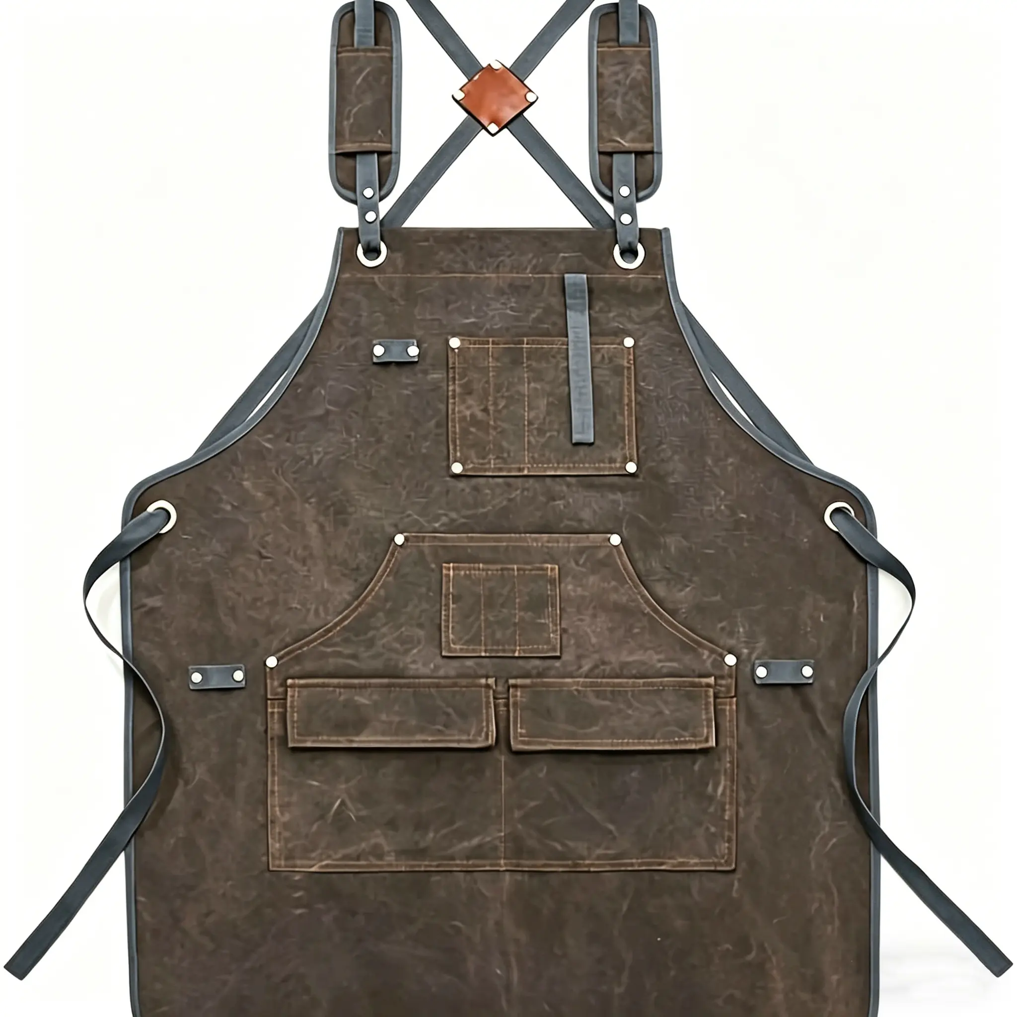100% Cotton Canvas Work Apron - Thick, Waterproof Workwear Single Apron for Woodworking, Electrical, Gardening Tasks with Multi-Functional Pockets, Aprons With Pockets, Pocketed Aprons