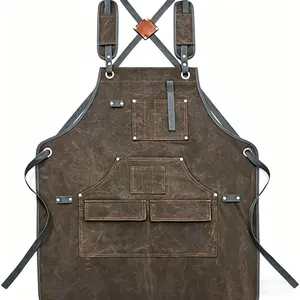 Woodworking, Electrical, and Gardening Work Apron - Thickened, Waterproof, 100% Cotton Canvas Apron with Multi-Functional Pockets