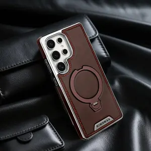 360 °           Rotating Stand Leather Shockproof Anti-drop Protective Case for Samsung Galaxy S26 S24 S23 S25 Ultra  Wireless Charging Phone Back Cover