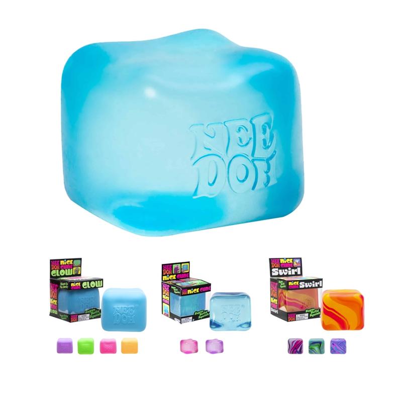 NeeDoh Swirl Nice Cube – Sensory Fidget Toy with Super Solid Squish, Stretchable Stress Relief, One Random Color