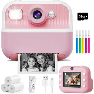 Instant Camera, Front Rear Dual Selfie Kids Camera with 1080P Videos, Holiday Birthday Gifts for Kids Age 3-12, Toddler Portable Travel Print Digital Camera Toy for 4,5,6,7,8,9 Year Boys Girls