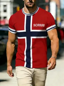 Norwegian Soccer Jersey Short Sleeve T-Shirt, Men's Football Shirt for Training and Competition, Quick-Dry Breathable Fabric
