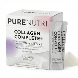 PURENUTRI Multi Collagen Peptides Powder Beauty Products - Vitamin Collagen Supplements with Types I, II, III, V & X, ACV, Biotin, Vitamin C, Hyaluronic Acid, 30 Packets