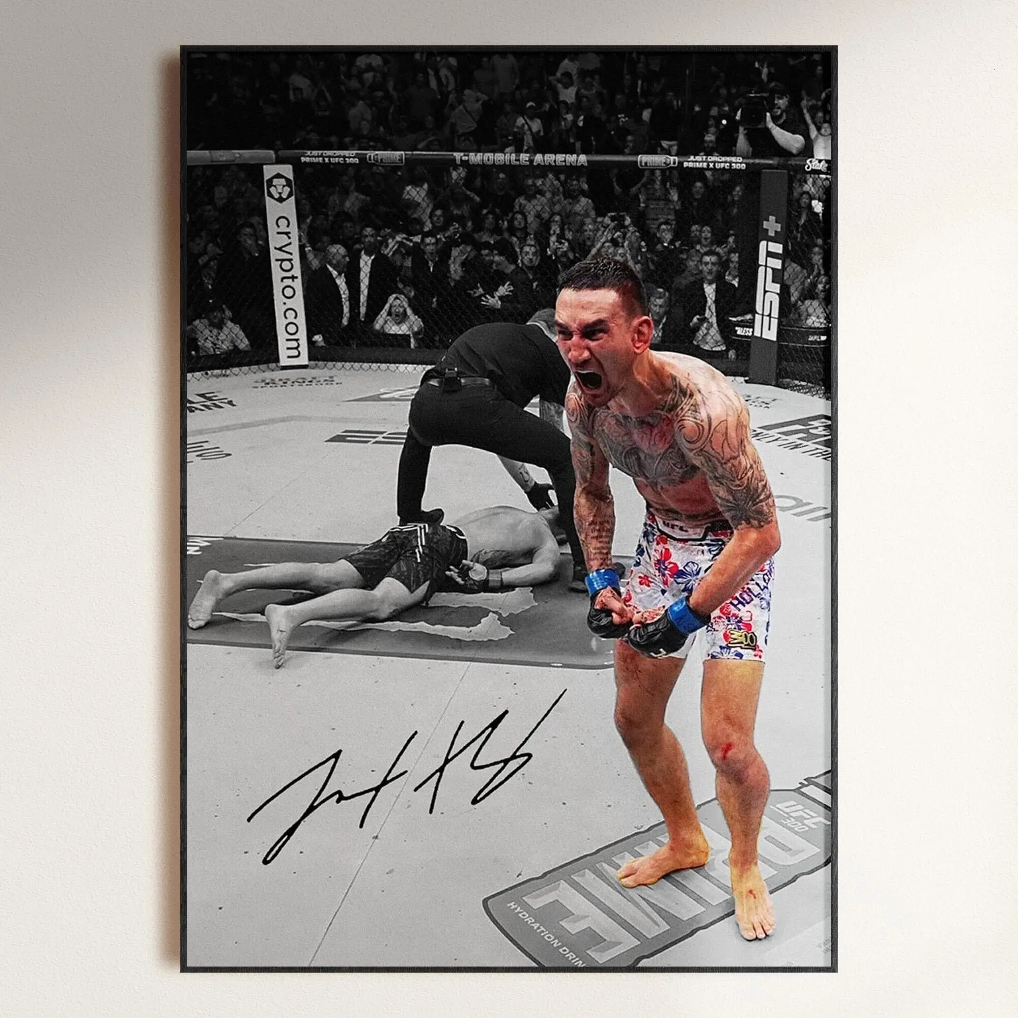 Max Holloway Poster, Iconic Max Holloway vs Justin Gaethje UFC 300 Poster, Signed MMA Poster, MMA Fan Gift( Unframed - Print Only )