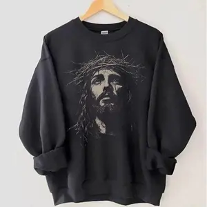 Jesus Sweatshirt Christian Streetwear Religious Gift for Him or Her Faith Apparel, Graphic Jesus Sweatshirt, Women's jesus shirts, Men's Oversized clo Sweatshirt