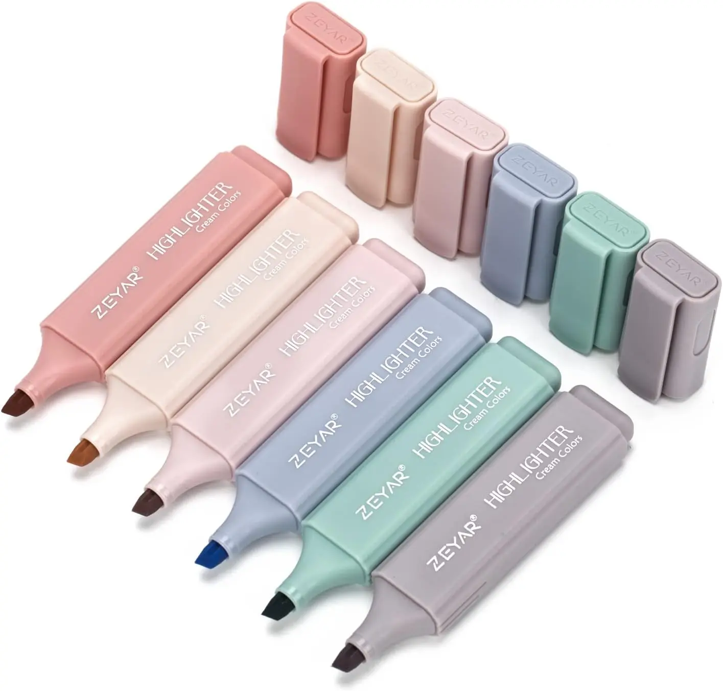 Highlighter Pen, Cream Colors Chisel Tip, Aesthetic Highlighter Marker, Water Based, Quick Dry, No Bleed, for Bible Study Notes School Office (6 Youth Colors)