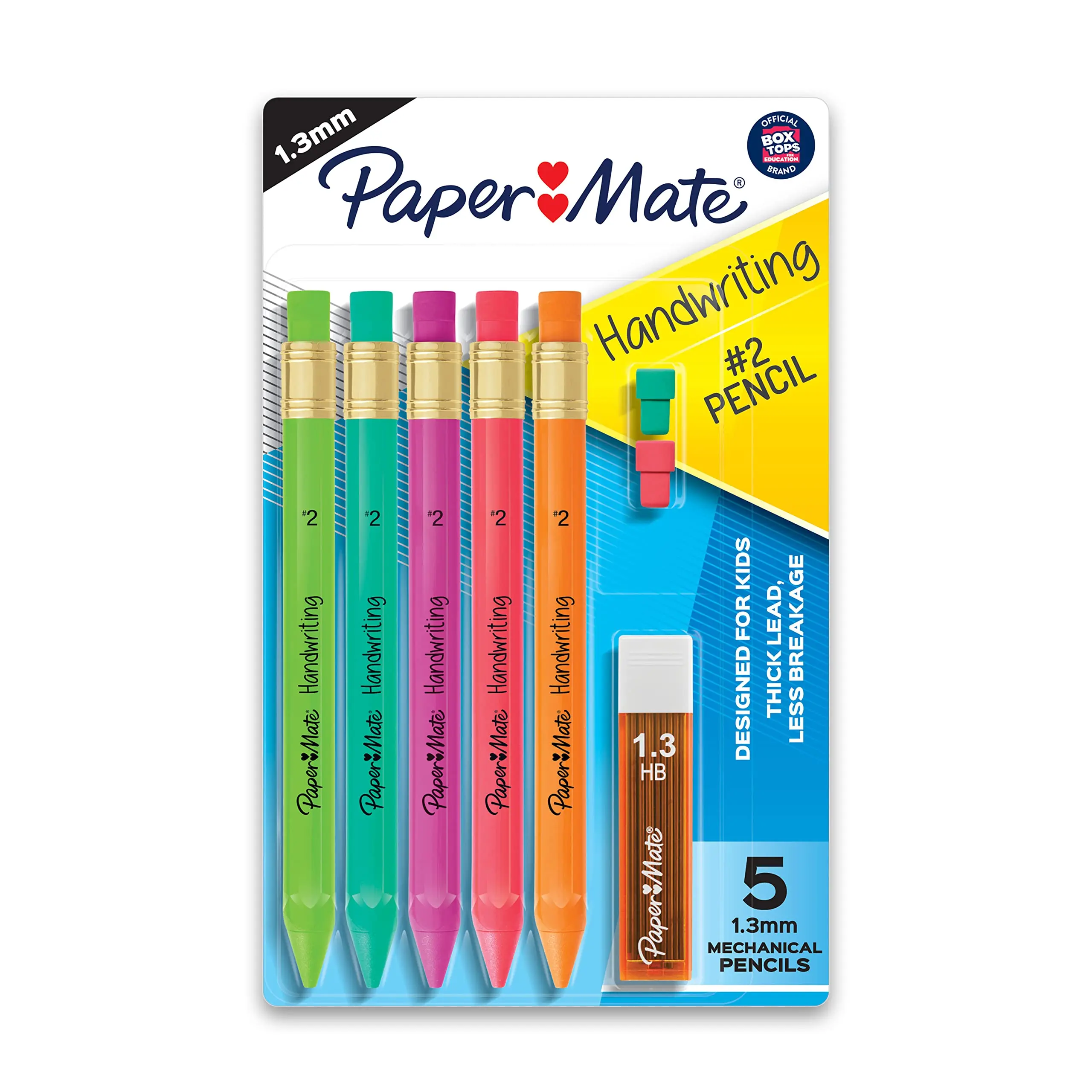 Handwriting Triangular Mechanical Pencil Set with Lead & Eraser Refills, 1.3mm, School Supplies, Office Supplies, Sketching Pencils, Drafting Pencil, Fun Barrel Colors, 8 Count