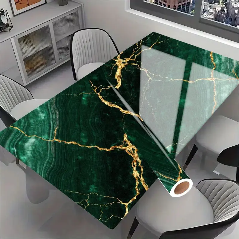 1 piece,emerald malachite gold vein,waterproof,oil-proof and durable material decorative sticker, Marble Wallpaper, Peel and stick wallpaper designs - easy to clean and paste,removable tear-paste wall decoration,suitable for kitchen cabinets, home decor