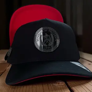 Quetzal Hat Guatemala Snapback Cap Black with Red Brim and Emblem Design 1998