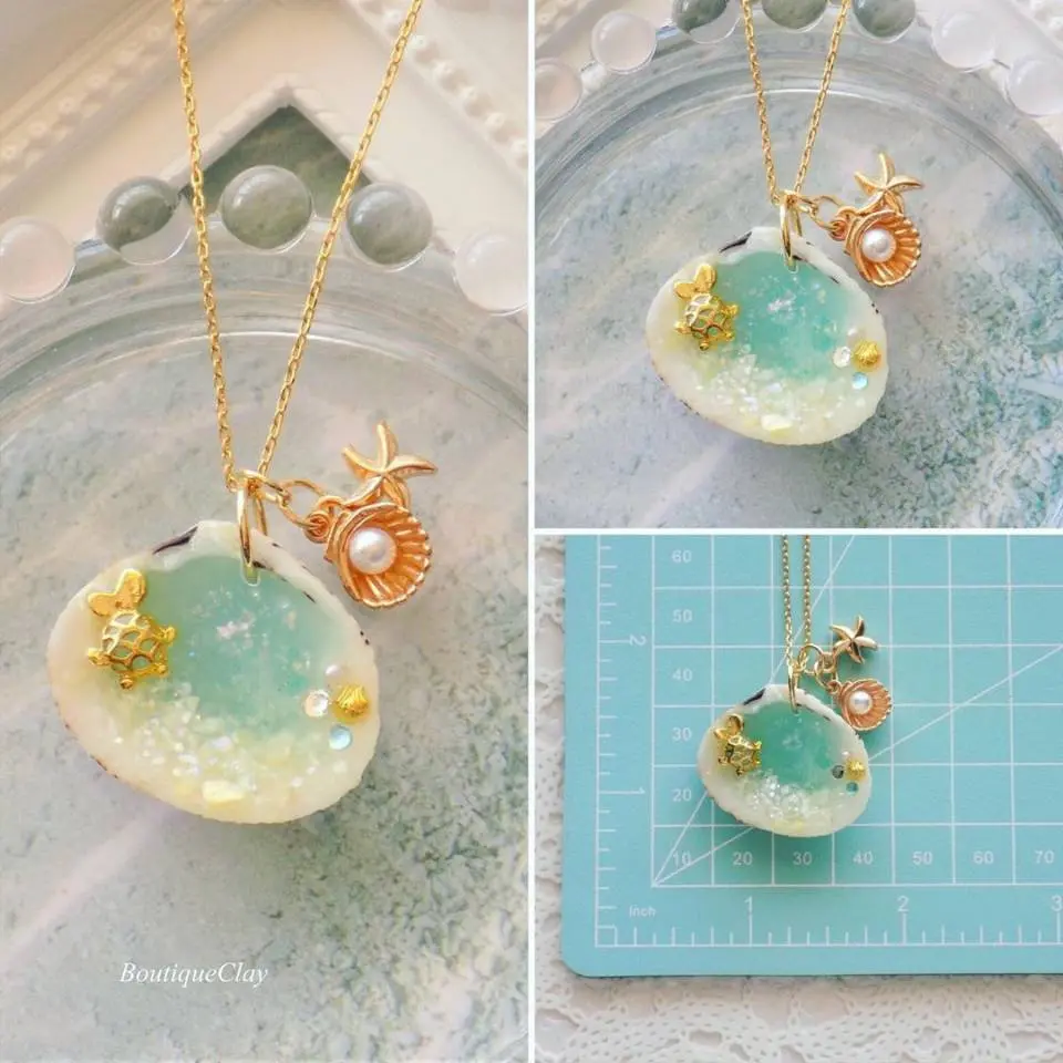 Jewelry Ocean Series Pearl Shell Turtle Pendant Necklace