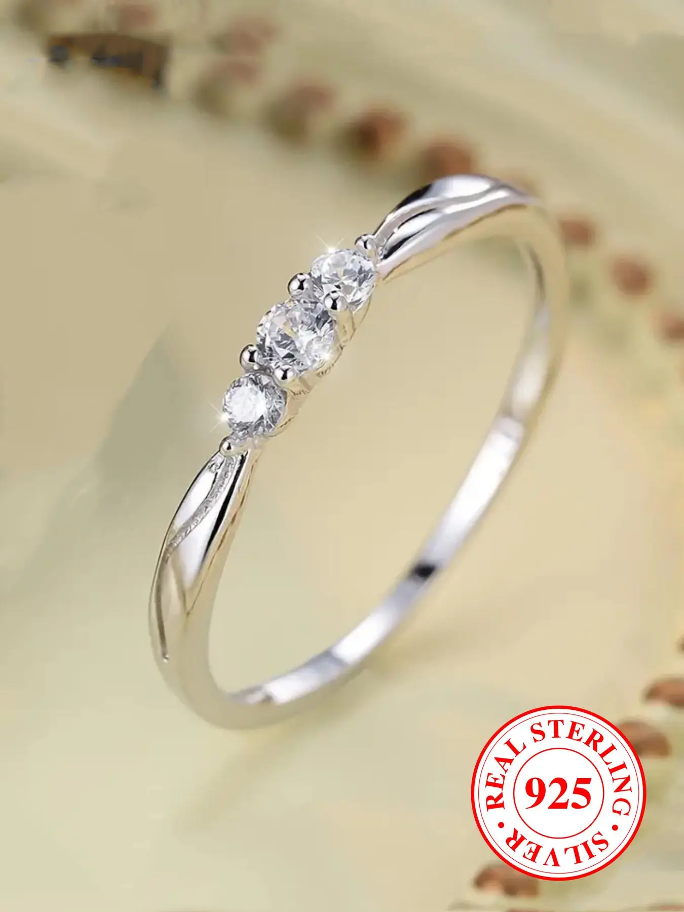 S925 Sterling Silver Fashionable Ring, Elegant Rhinestone Decor Ring for Women & Girls, Trendy All-match & Exquisite Jewelry for Birthday Gift, with B