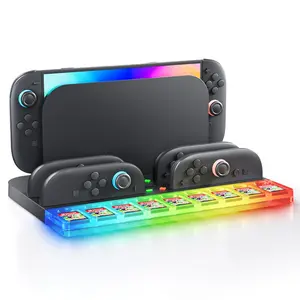Switch 2 Controller Charging Dock Station Compatible with Nintendo Switch 2 2025 for 4 Joycons with 7 RGB Light Modes, Charging Dock Stand Station Base with 9 Game Card Slots, Console Accessories