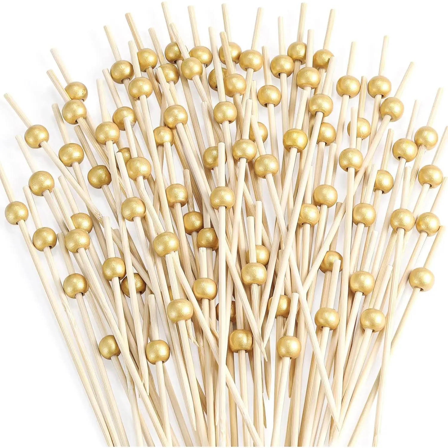 200-Count Wooden Decorative Toothpicks, 4.7-Inch Disposable Sticks for Appetizers, Drinks, Wedding Party Supplies