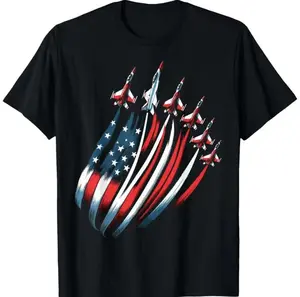 Patriotic USA Flag Fighter Jets T-Shirt, Fourth of July Military Graphic Tee, American Flag Air Force Jet Print Shirt, Aesthetic Streetwear Cotton Tee, Trendy Summer Outfit for Men and Women #viral #4thofjuly #USA #patriotic #military #AirForce #streetwea