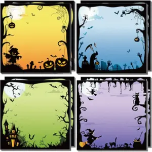 Halloween Sticky Notes, 4 Design Cartoon Note Pads, Fright Night Pumpkin Witch Self-Adhesive Memo Pads Removable Notepads for Halloween Holiday School Bulletin Board Office Home Supplies