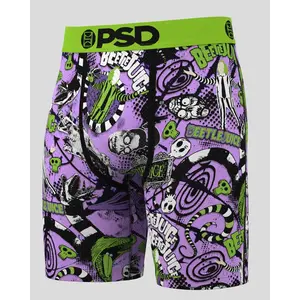 PSD Mens Beetlejuice Boxer Brief - Standard Length 7 Inch Inseam, Soft and Breathable Poly Blend Fabric