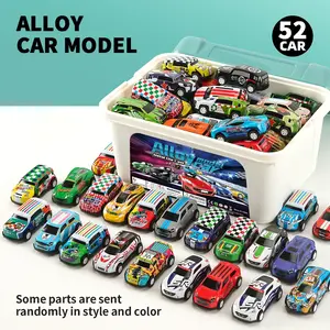 22/32/52 Pcs Spring-Driven Toy Cars Set with Storage Box, Perfect Gift for Kids Aged 3+, Indoor & Outdoor Play, Unisex Design