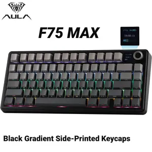 NEW Aula F75 MAX 75% Wireless Hot Swappable Mechanical Gaming Keyboard with RGB Backlighting Customizable Knob Five Layer Padding Bluetooth 5.0 2.4GHz USB-C, Compact, Gamer Keycaps