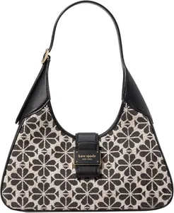 Kate Spade New York Nouveau Small Shoulder Bag Floral Jacquard Spade Flower Pattern Smooth Leather & PU Trim Chic '00s Inspired Style