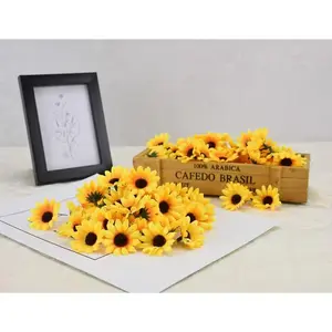 Wholesale DIY Artificial Flower Heads 4cm 100pcs Sunflower Silk Fabric Flowers Chrysanthemum Fake Flowers Decorative Accessories Fruit Plants room decor for men fall decorations Leaf Ornaments