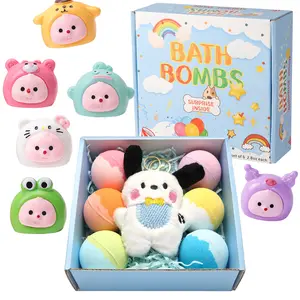 6pcs Bath Bomb Gift Set -  Bath Additive With Surprise Easter & Christmas Gifts Egg Shell Toys, Plush Doll Accessories for Kids - Perfect for Celebration and Holiday Party Gift Exchanges - Children To Enjoy Fun-Filled Bath Time Experiences Travel Daily
