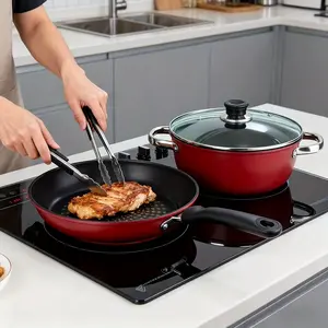 Nonstick Frying Pan & Soup Pot Set - Multi-Functional for Home Cooking, Induction & Gas Compatible   Uncoated High-Purity Cast Iron