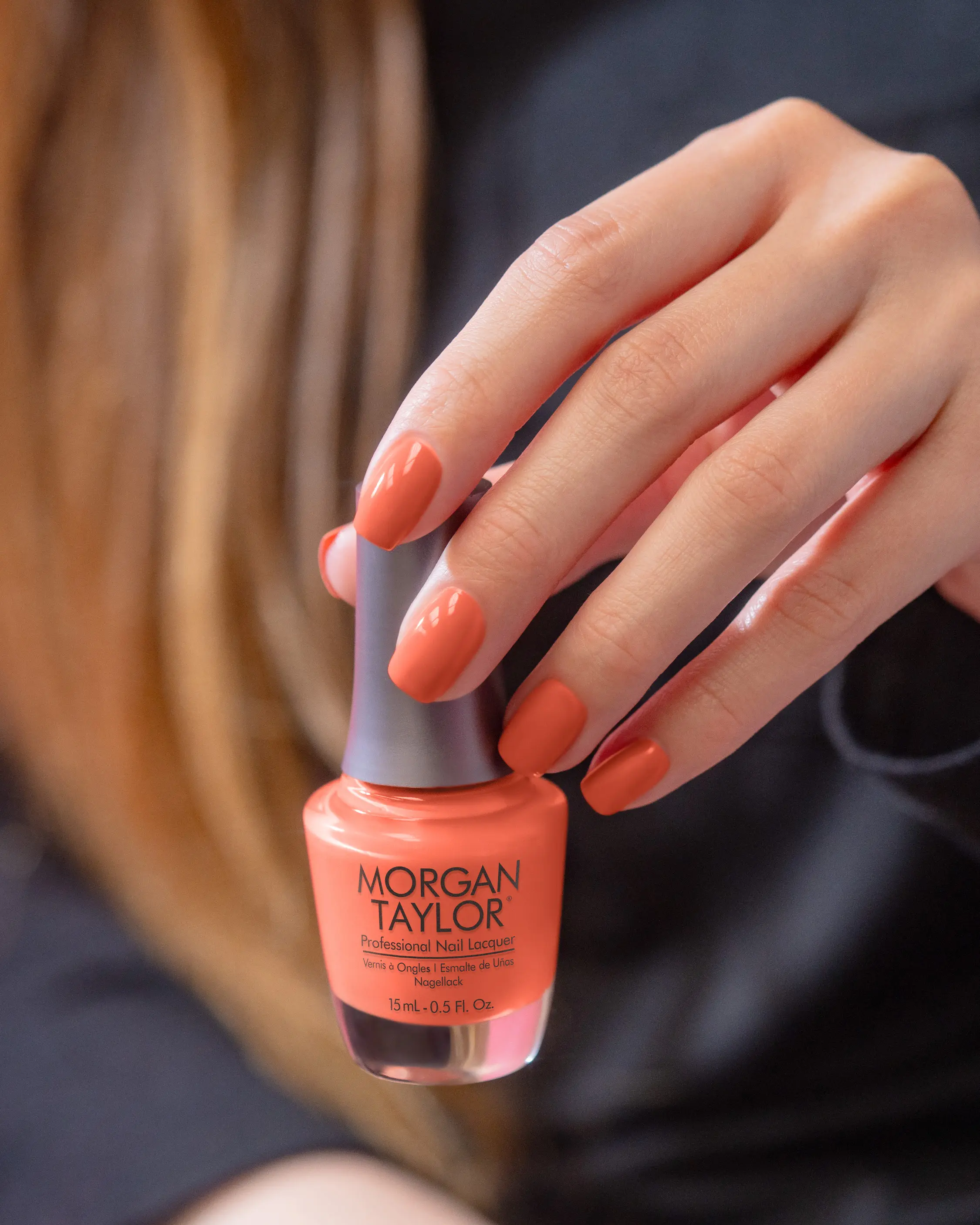 Morgan Taylor Perfect Landing - Coral Creme, Professional Lacquer, Vibrant, Chip-Resistant, Fast-Drying, Long-Lasting, High-Shine, Perfect for Manicures & Pedicure, 15mL.