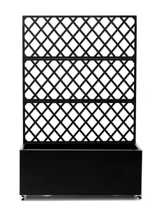 Large Mobile Raised Garden Bed Planter Box with Trellis & Privacy Screen – Galvanized Steel, 12in Deep, Lockable Wheels, Drainage Holes – For Vegetables, Herbs, Flowers, Vines – Black