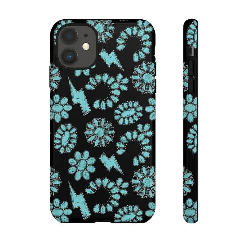 Western Turquoise, Tough Phone Cases, Multiple Phone Styles, Punchy, Cowgirl, Fashion, Phone Case For Iphone 17 16 15 14 13 12 11