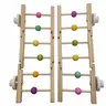 2-Pack Foldable 100% Chew-Safe Hardwood Parrot Ladder (12" L x 4" W) - Food-Grade Dyed Gliding Beads, Tri-Section Design, Hand-Twist Nuts, Resists Beak Wear, Tool-Free Setup for Conures/Cockatiels, Dual-Pack Cage Rotation Value Bird Toy Supply, 100% Chew‑