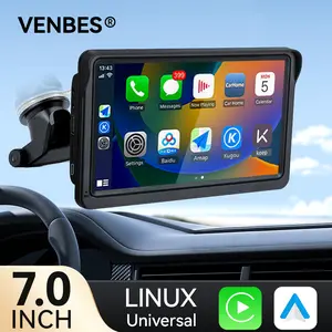 VENBES 7 Inch Portable Carplay & Android Auto Touchscreen, Wireless Mirror Link, USB Bluetooth-compatible Player, Easy Install, Supports TF Card/USB Interface, Car Video Players