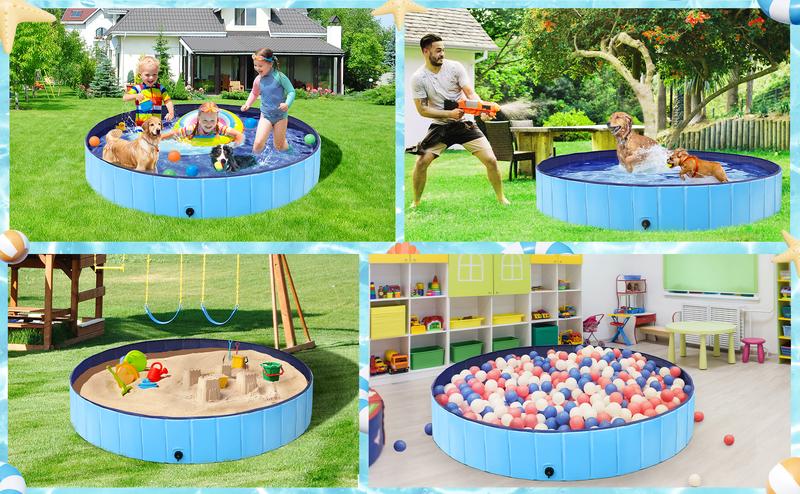 【All Size】Yaheetech Cooling Foldable Pet Swimming Pool, Portable Dog Bath Tub Indoor and Outdoor, PVC Portable Wash Tub for Pet Dogs for Garden/Beach/Yard/Home Use