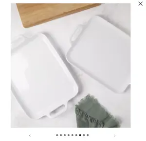 Denmark Tools for Cooks 2-Piece Rectangular Stoneware Serving Tray Set