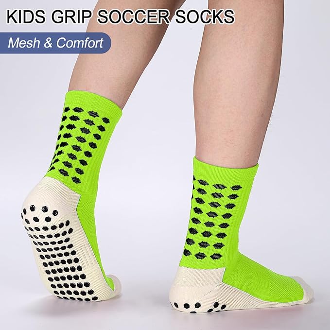 STANDWAY Soccer Non Skid Ball 2 Pairs Football Socks For Men & Womem - Football Basketball Sports