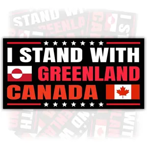 I Stand with Greenland Canada Bumper Sticker - Political Sarcastic Black Waterproof Vinyl Decal BHB