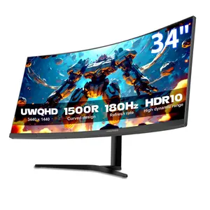 34 Inch Ultrawide Curved Gaming Monitor with 1500R Display, UWQHD 3440 x 1440, 180Hz, sRGB 126%, FreeSync G-SYNC, PIP/PBP, Tilt/Height/Rotation Adjustable, Built-in Speaker, 2 x DP 1.4/2 x HDMI 2.0 tvwallmount