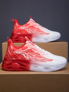 1 Pair 3-Color Trendy Athletic Sports Casual Shoes, Sneaker - Gradient Flame-Patterned Upper + Air Cushion Outsole, For Daily Styling & Casual Outfits, Gradient Trendy, Air Cushion Shock-Absorbing, Breathable & Comfortable, Stylish & Versatile