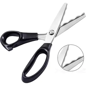 Dressmaking Sewing Craft Scissors, Professional Stainless Steel Pinking Shears Comfort Grip, Serrated & Scalloped Blades Cut Tailor Decorative Tool - Fabrics Leather Paper Craft (Scalloped 18mm)