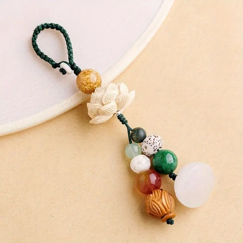 electric dipstick [1PCS Boxwood Lotus Keychain] 1PCS New Boxwood Lotus Keychain | Car Lotus Pendant Key Pendants | Xingyue Bodhi Accessories for Men and Women
