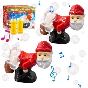 Santa Claus Bubble Machine Musical Santa Bubble Blower with Flashing Lights Automatic Bubble Blowing for Indoor & Outdoor Christmas Fun