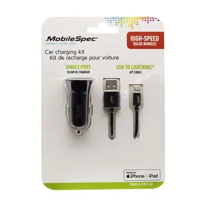 MobileSpec 4ft Lightning & 2.1 Amp DC Charger