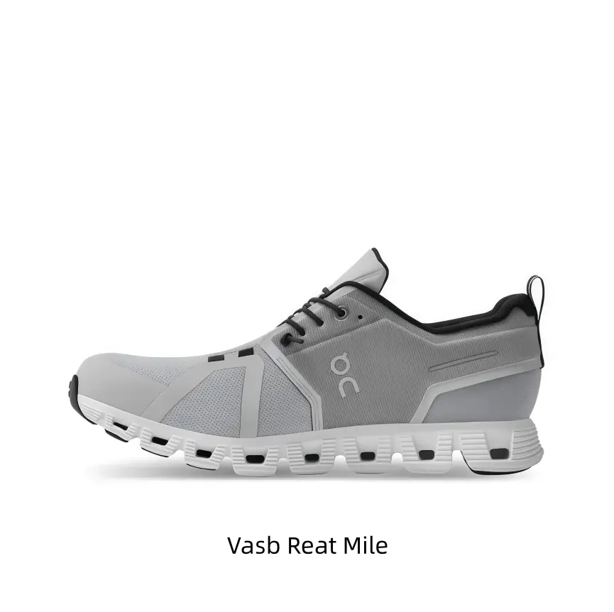 Neutral light gray woven mesh multi-purpose athletic trainers with hollow segmented white rubber sole, stretch laces and black trim for gym, travel and quick daily errands.