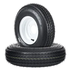 New Upgraded 2pcs 4.80-8 6PR 4 Lug 4.80-8 4.80x8 480-8 Trailer Tire and Wheel Assembly, Heavy-Duty Load Range C 6PR, 4 Lug White Modular Wheel, 8 Inch Tires for Utility/Boat/Camper Trailers, Set of 2