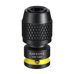 AMTOVL Impact to 1/4 Hex Converter - 1/4 INCH Drive Female to 1/4-Inch Hex Adapter for Ratchet Wrench Drivers, Impact Bit Holders, Quick-Change Chuck