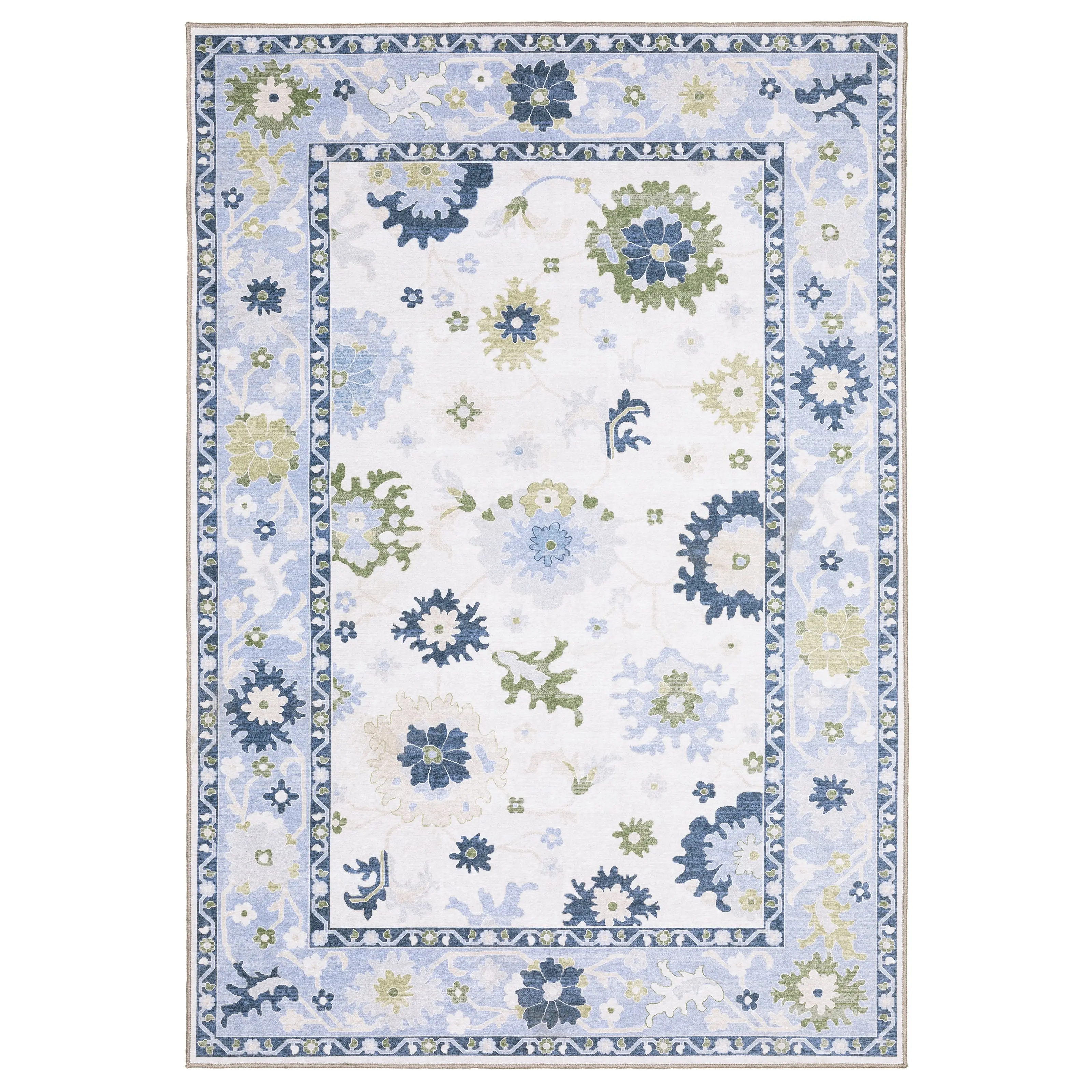 Oriental Weavers Addison ADD05 White Blue Traditional Machine Printed Rug