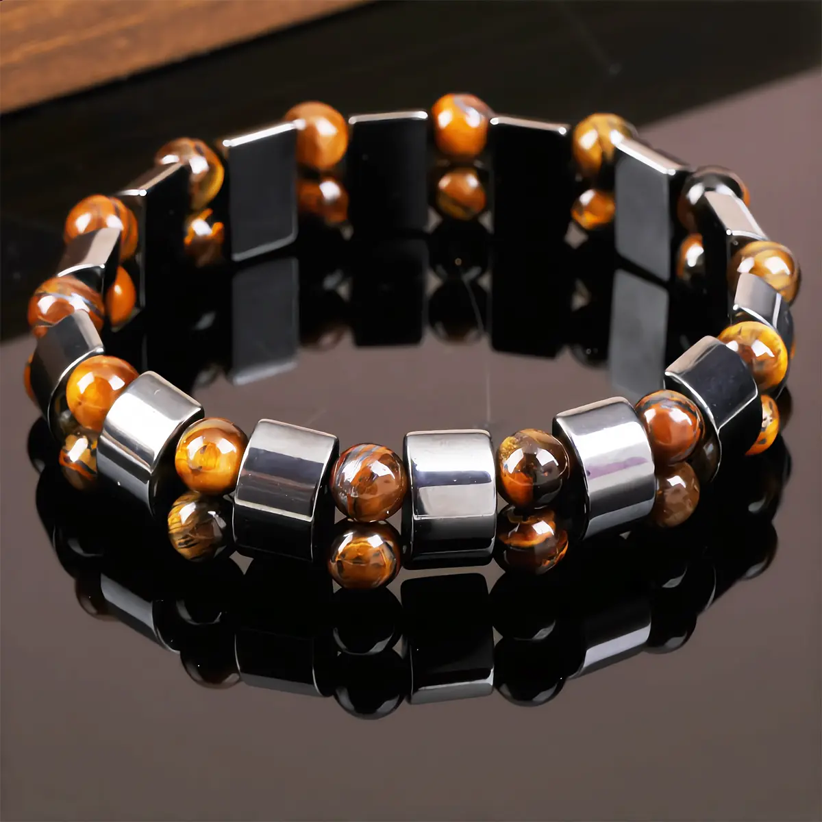 Handcrafted Beaded Jewelry, Tiger's Eye and Obsidian Bracelet Set for Women, 2-Piece Double Protection Holiday Gift, Beaded Handmade Jewelry, Bracelets