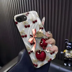 Cute Cherry Bow Phone Case, Coquette Aesthetic Glossy Cover for iPhone 16e — 975 outdoorfun