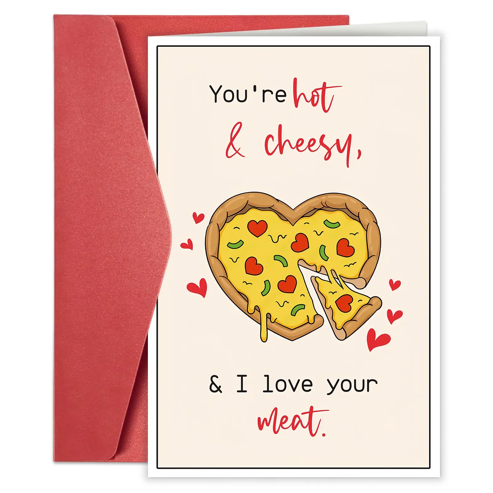 Funny Anniversary Card for Boyfriend Husband, Naughty Birthday Card for Men, Pizza Love Card for Him, Humorous Themed Greeting Card