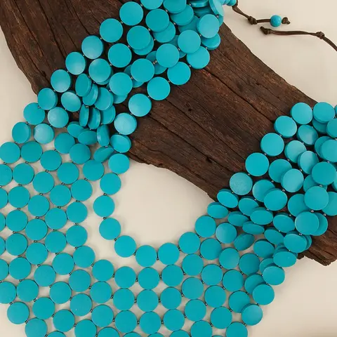 Women's Wooden Bead Multi-Layered Necklace, Boho Statement Bib Necklace, Boho Style Necklace, Adjustable Multi-Strand Beaded Jewelry, Trendy Versatile Accessory for Party, Daily Wear & Birthday Gift
